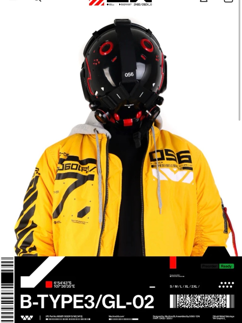 Machine 56 B-TYPE3/GL-02 Yellow Technical Bomber Jacket